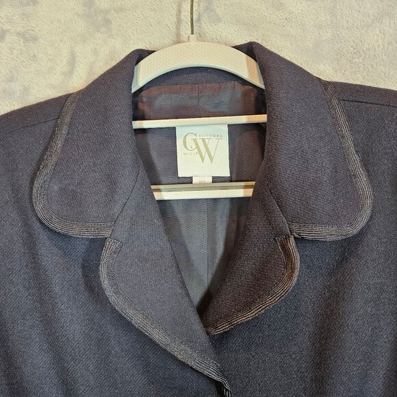 CW  Black Blazer Pant 100% Wool Suit Set Womens 12 Career Office classy classic - Picture 5 of 16